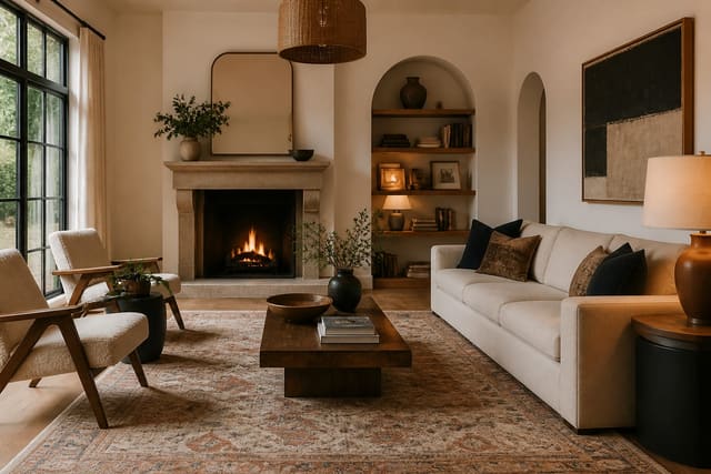 Best Affordable Rug Brands: Quality Without the Department Store Price Tag, shown as warm editorial Re-Design interior photography with layered materials and lighting