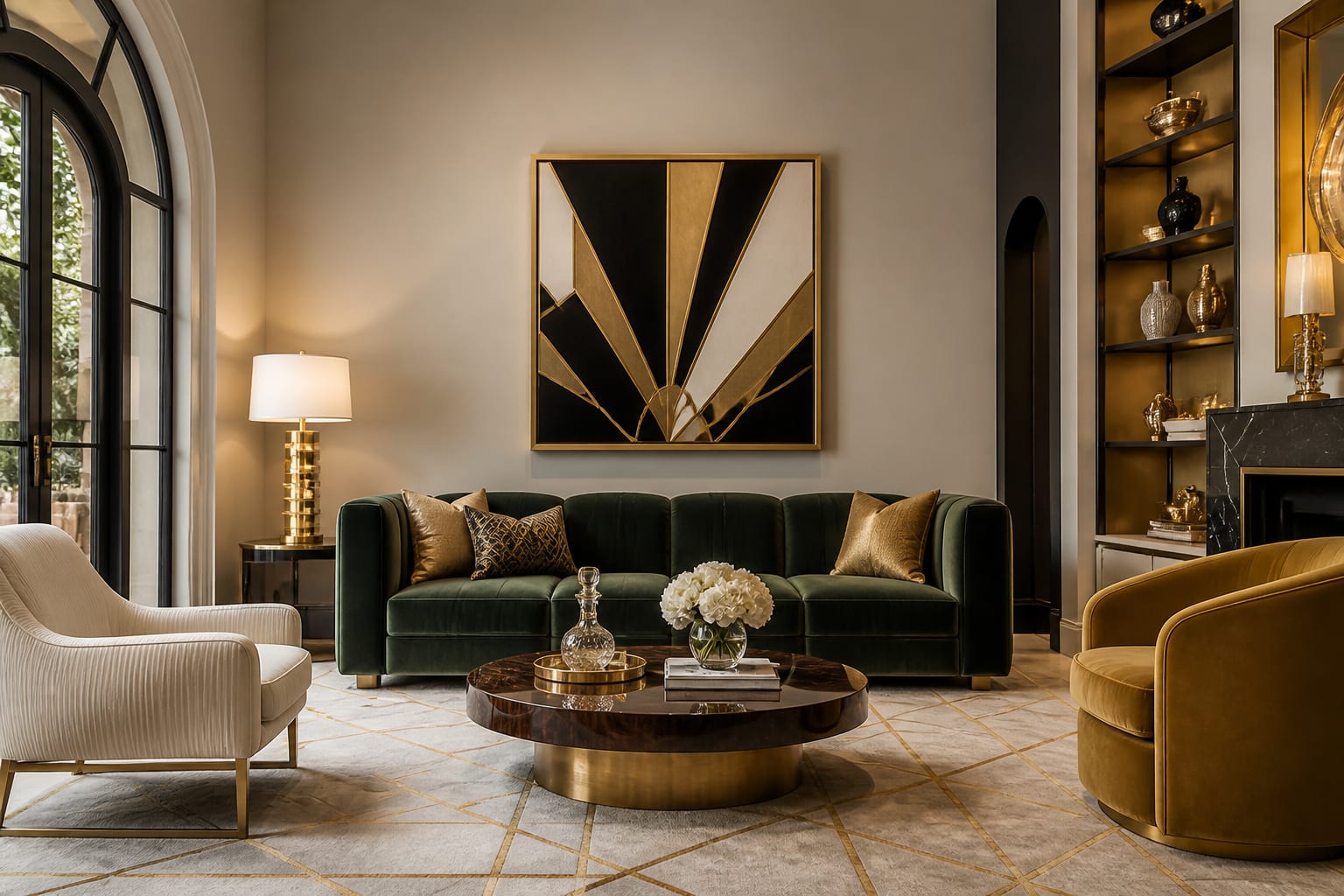 Art Deco Color Palette: Choosing Hues That Sparkle shown as a finished Re-Design editorial room concept