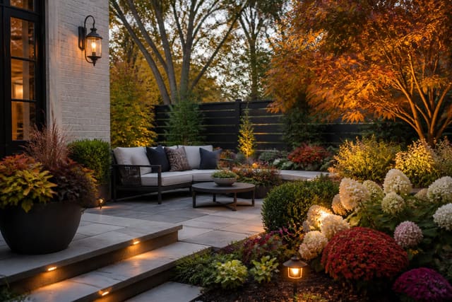 Autumn Garden Design Ideas to Keep Color Into October, shown as warm editorial outdoor Re-Design photography with believable residential scale, no overlaid text, no watermark