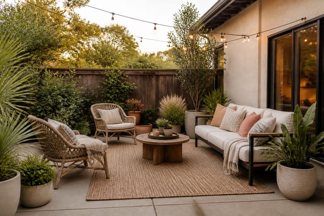 Budget Patio Ideas: A Beautiful Outdoor Space Under $1,000, shown as warm editorial outdoor Re-Design photography with believable residential scale