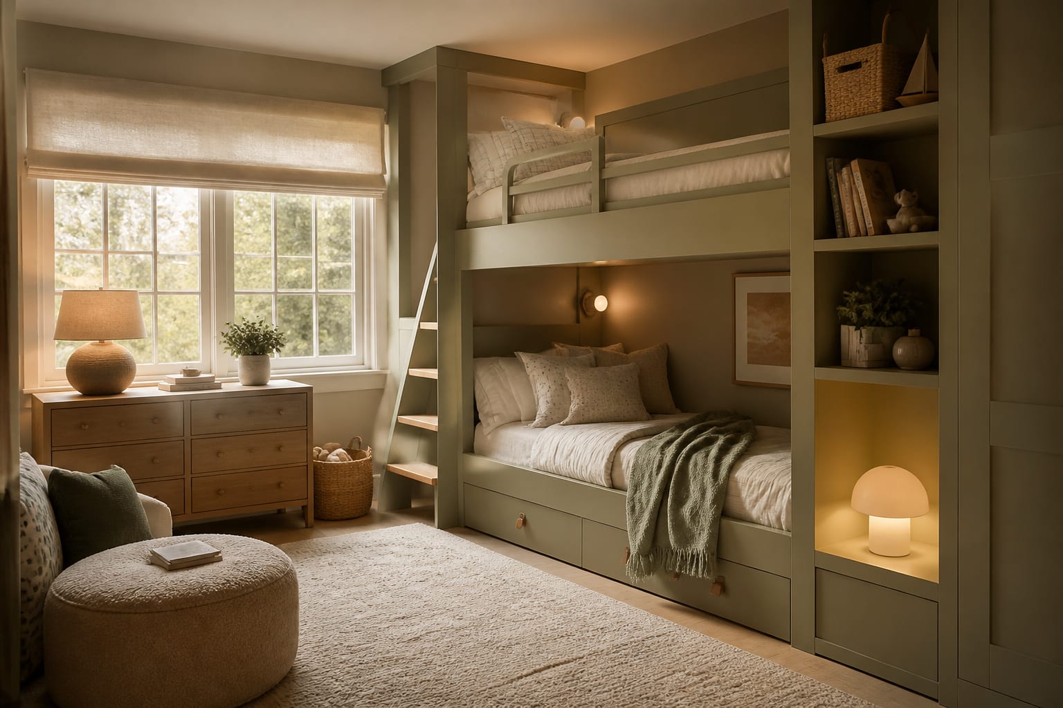 Bunk Bed Ideas for Kids in a children's bedroom, shown as a warm editorial Re-Design concept