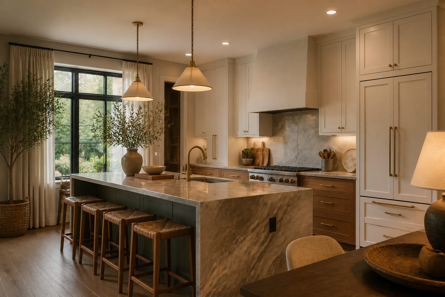 Cabinet Refacing vs Replacement: The Cost and ROI Comparison, shown as warm editorial Re-Design interior photography with layered materials and lighting