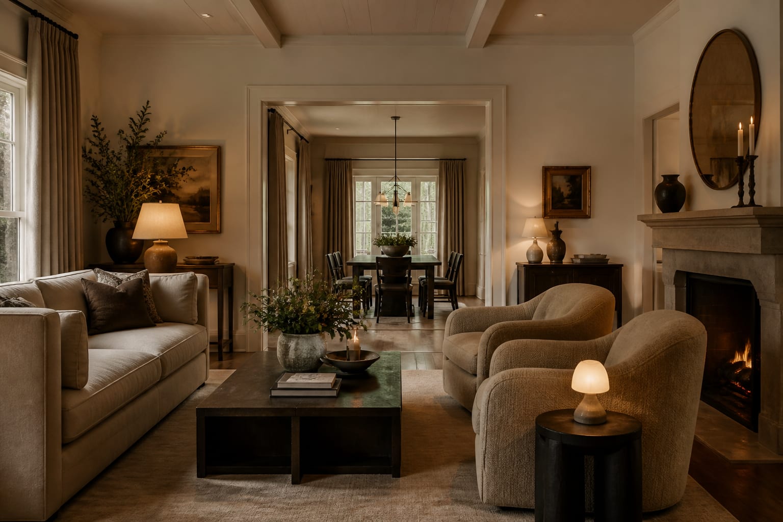 How to Design a Cohesive Home From Room to Room, shown as warm editorial Re-Design photography of a warm editorial residential interior design scene with believable residential scale, no overlaid text, no watermark