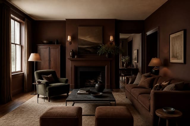 Color Drenching in a finished home interior, shown as a warm editorial Re-Design concept