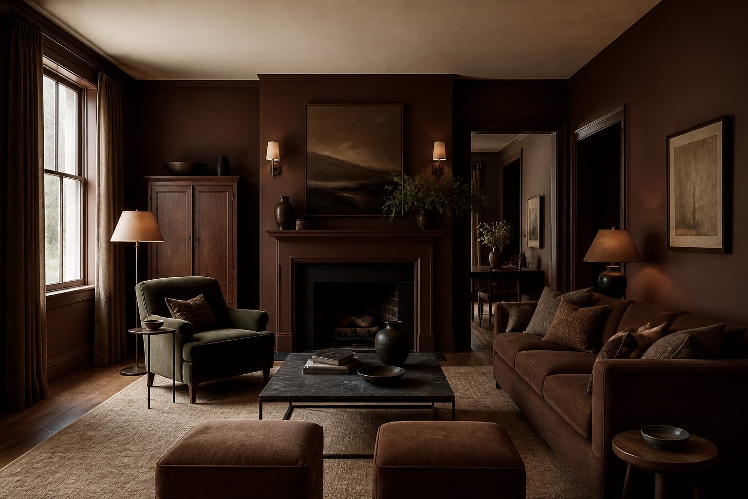 Color Drenching in a finished home interior, shown as a warm editorial Re-Design concept