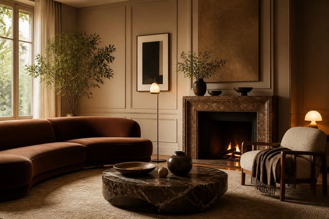 Pantone Color of the Year 2026: How to Use It in Your Home, shown as warm editorial Re-Design interior photography with layered materials and lighting
