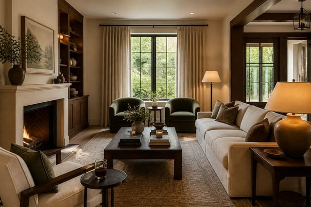 Editorial interior photograph showing curtain ideas: how to hang them right in every room in a real whole home, with warm residential materials, layered lighting, functional furniture placement, and a magazine-quality composition.