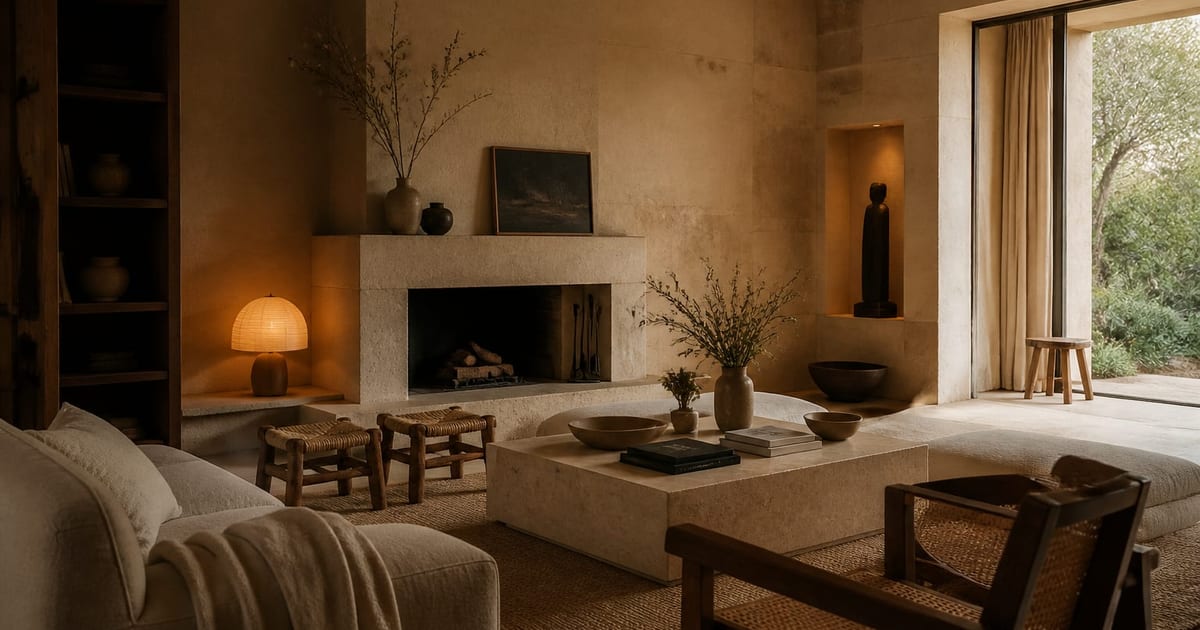 Desert Modern Interior Design: Adobe, Terracotta, and Arid Landscape Aesthetics, shown as a warm Mediterranean residential design scene with natural materials, layered light, and believable lived-in scale