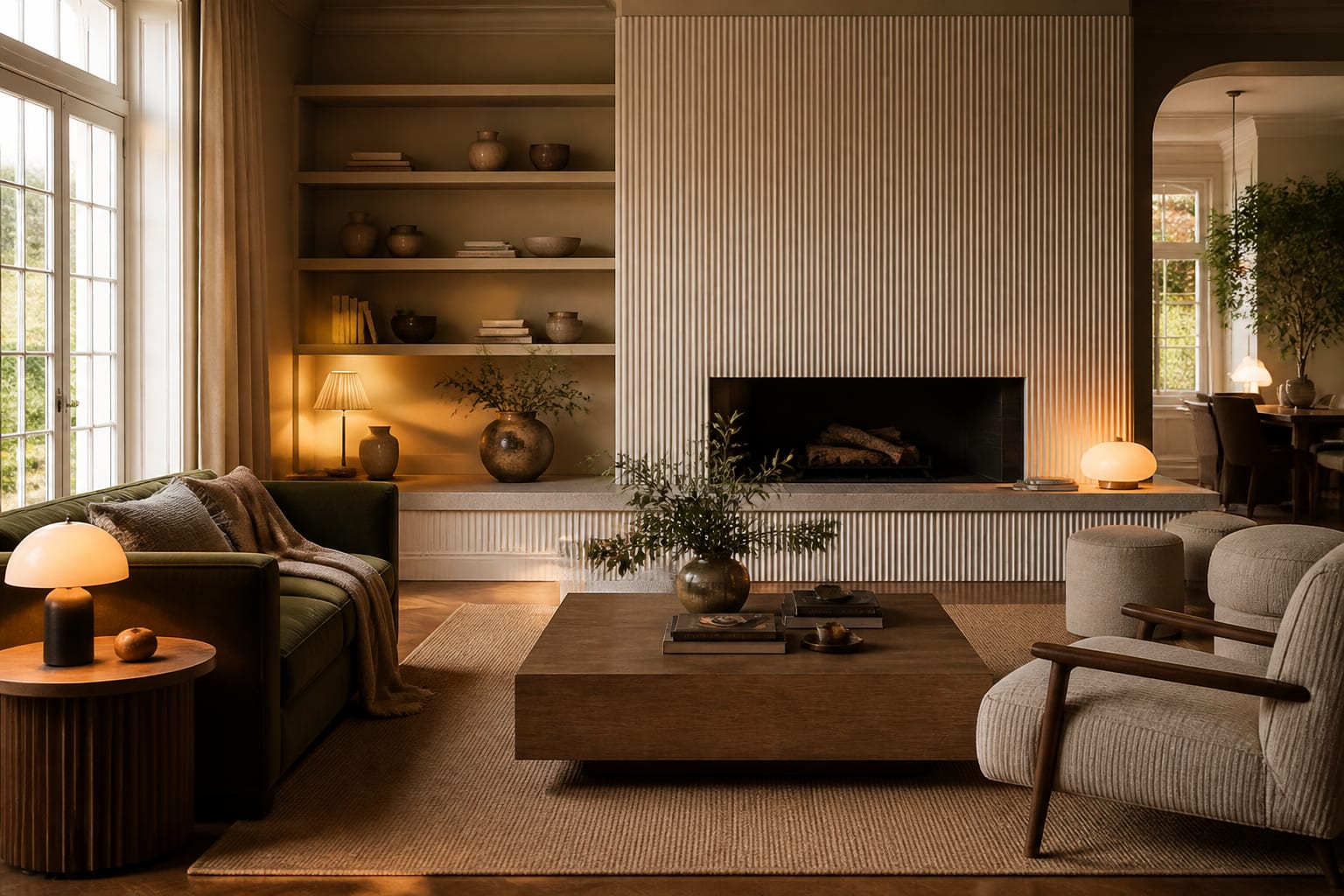 Fluted and Reeded Surfaces: The Texture Trend Worth Trying, shown as warm editorial Re-Design photography of a warm editorial residential interior design scene with believable residential scale, no overlaid text, no watermark