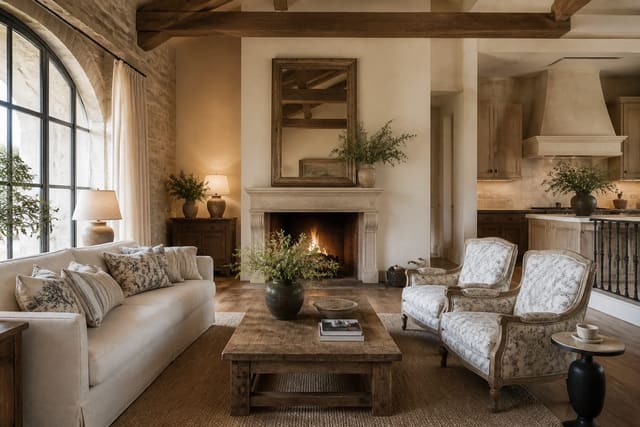 French Country vs Farmhouse: Which Rustic Style Fits You shown as a finished Re-Design editorial room concept