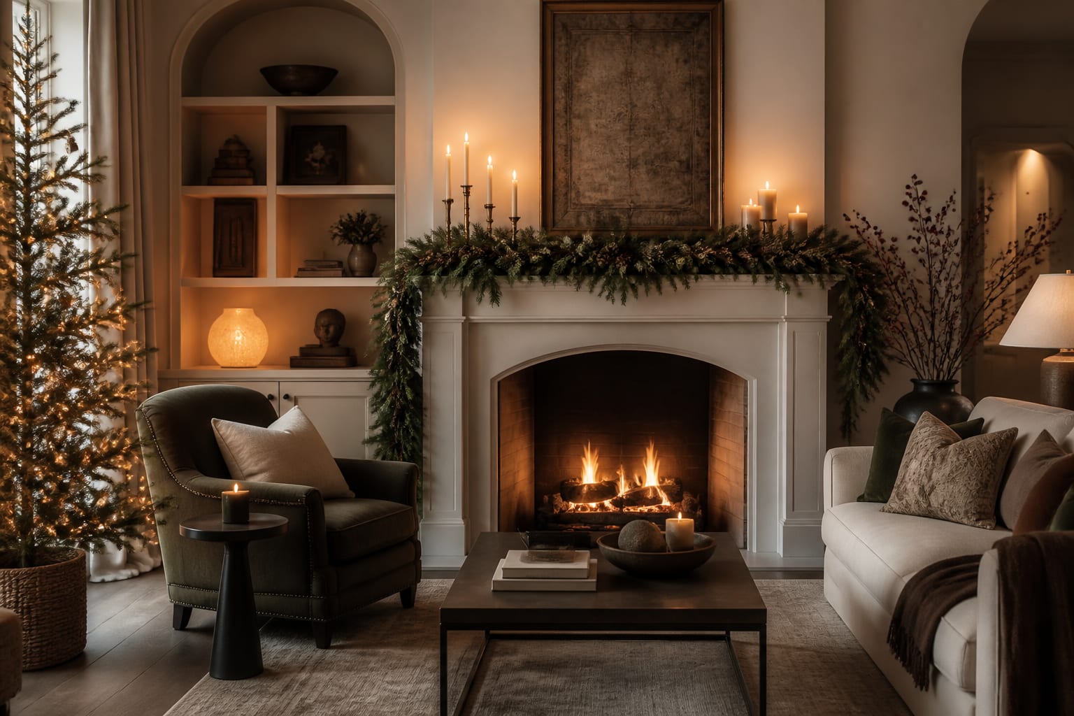 Holiday Mantel Decorating Ideas: From Minimal to Maximalist, shown as warm editorial Re-Design photography with believable residential scale, no overlaid text, no watermark