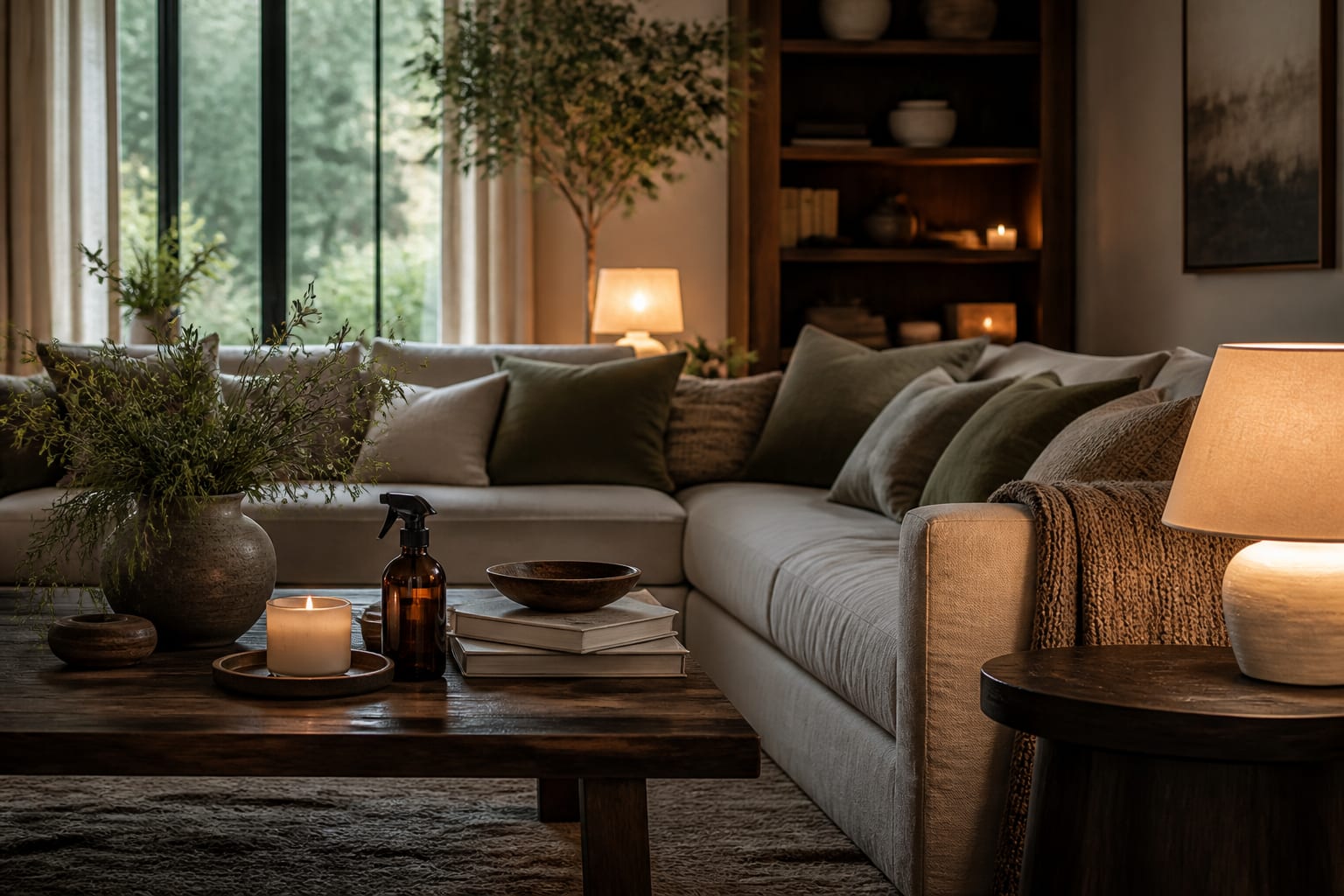 Linen Spray and Candle Home Fragrance: The Scent Layer of Interior Design, shown as warm editorial Re-Design photography with believable residential scale, no overlaid text, no watermark