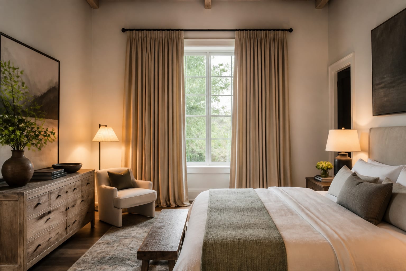 How to Hang Curtains: Height, Width, and Rod Placement Rules, shown as warm editorial Re-Design photography with believable residential scale, natural light, clear material detail, no overlaid text, no watermark