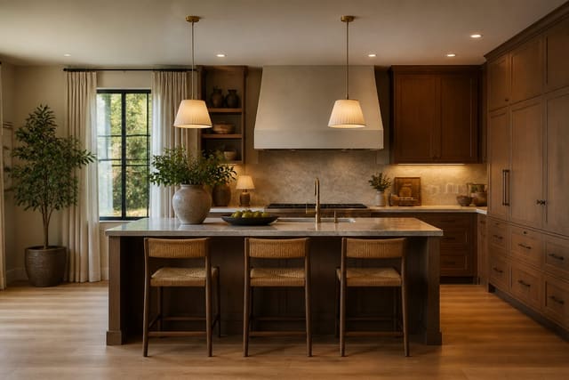 Kitchen Peninsula Ideas in a kitchen, shown as a warm editorial Re-Design concept