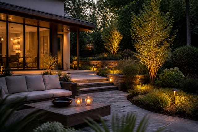 Landscape Lighting Color Temperature: Why 2700K Is Usually Right, shown as warm editorial Re-Design photography with believable residential scale, natural light, clear material detail, no overlaid text, no watermark