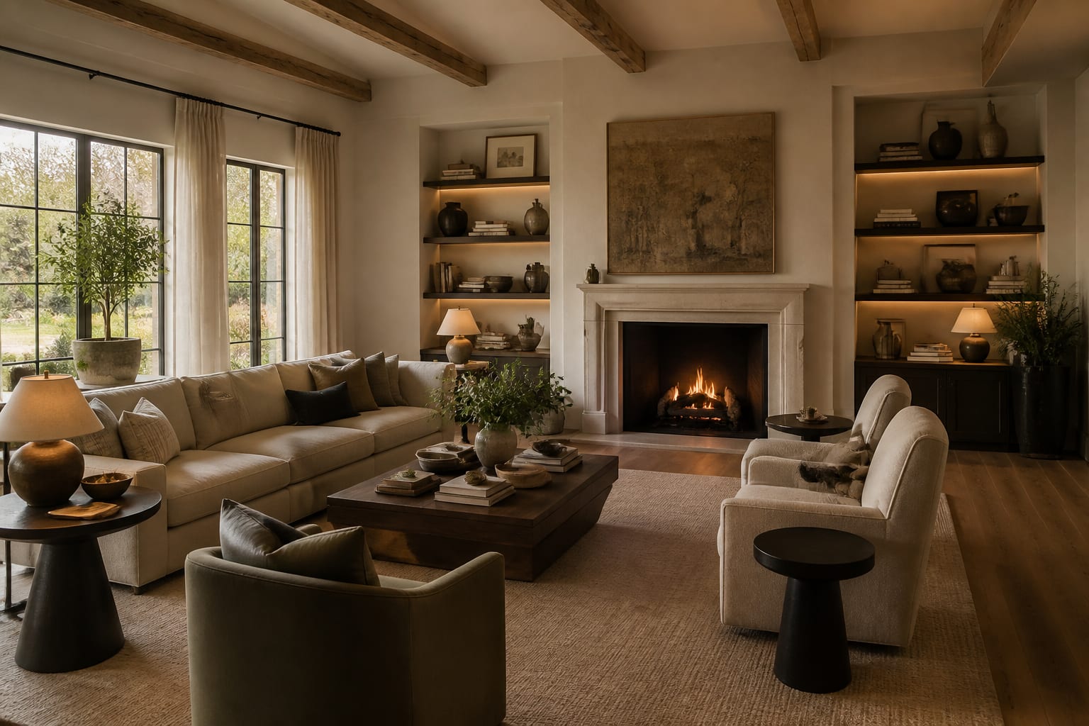 Large Living Room Ideas in a living room, shown as a warm editorial Re-Design concept