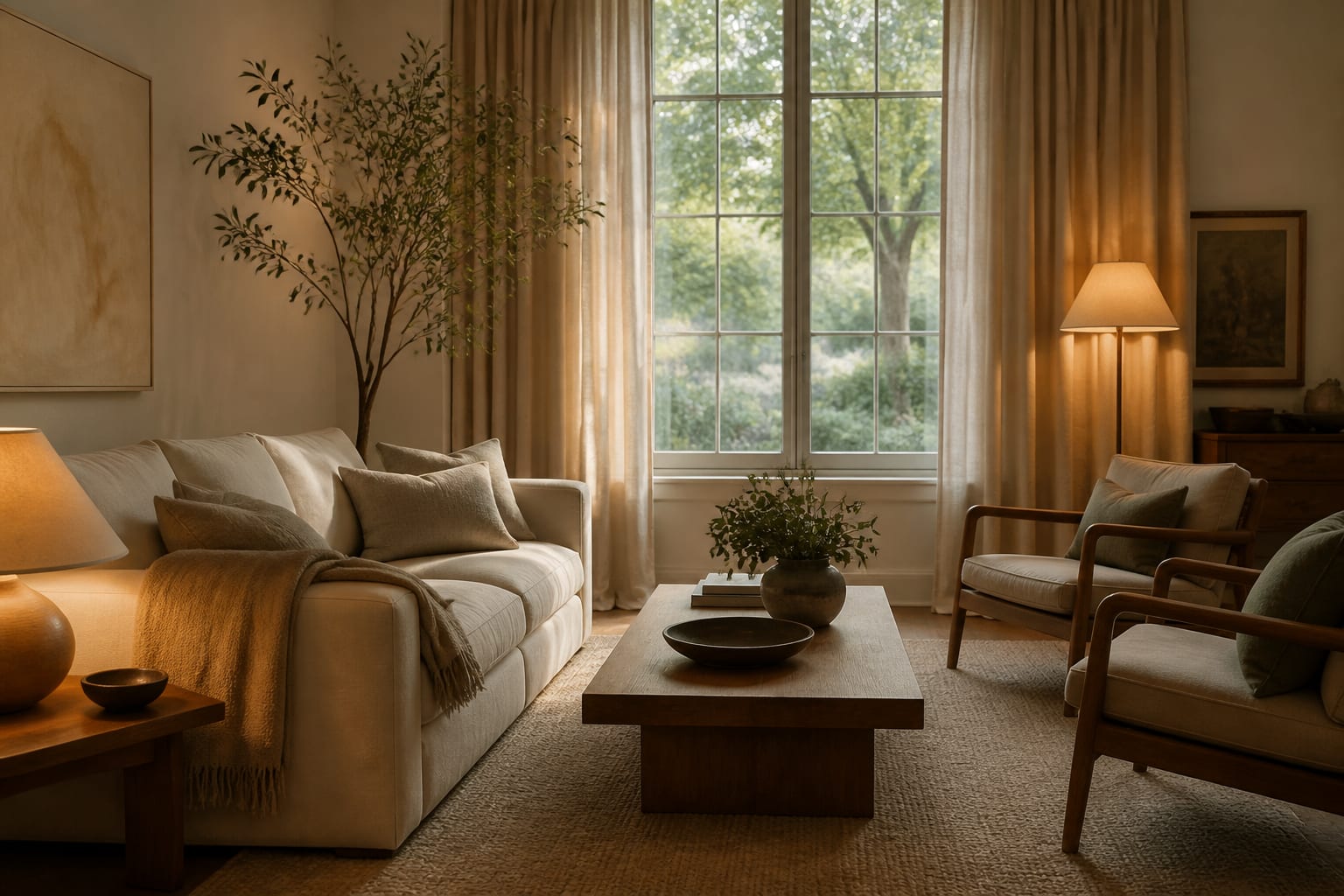Linen Home Decor Guide: Curtains, Bedding, and Upholstery, shown as warm editorial Re-Design photography with believable residential scale, no overlaid text, no watermark
