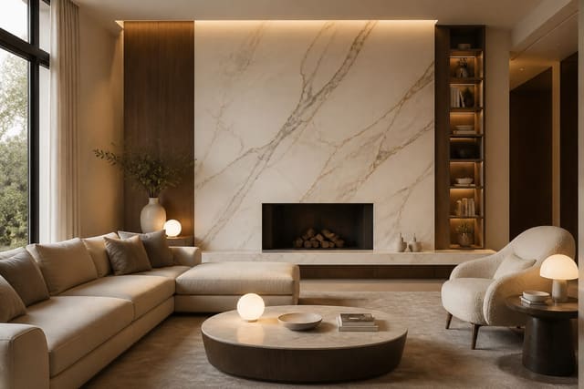 Marble Interior Design Ideas: Using the World's Most Aspirational Stone, shown as warm editorial Re-Design photography with believable residential scale, no overlaid text, no watermark