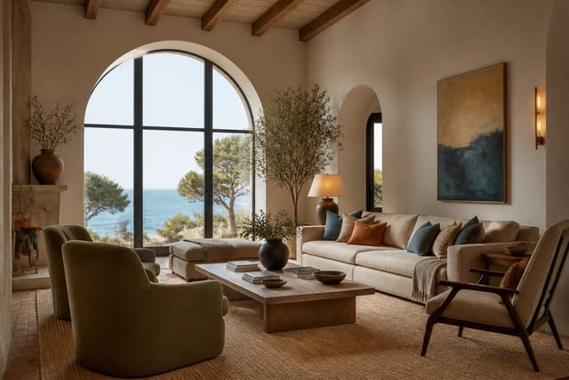 Mediterranean Color Palette Guide shown as a finished Re-Design editorial room concept
