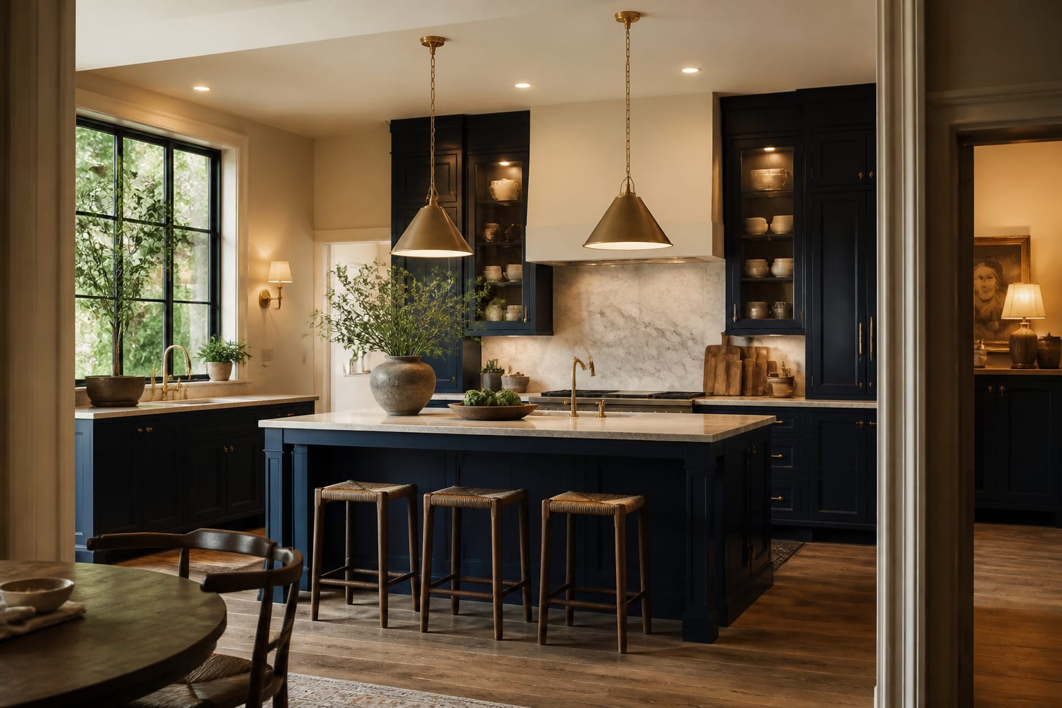 Navy Blue Kitchen Ideas in a kitchen, shown as a warm editorial Re-Design concept