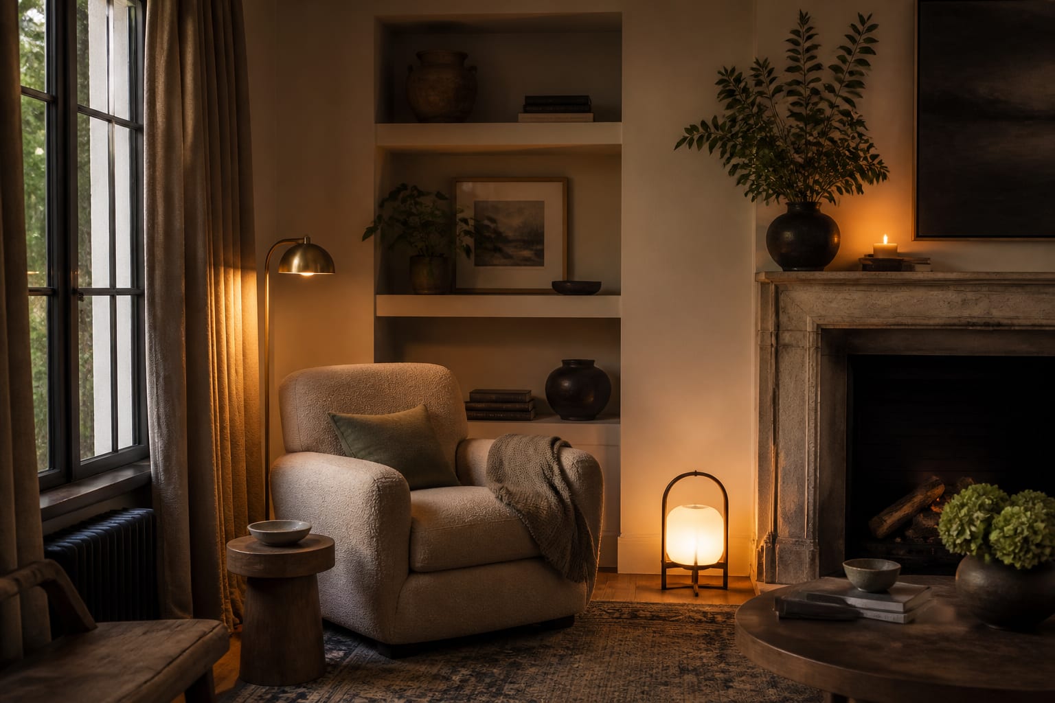 Nook Ideas in a cozy home nook, shown as a warm editorial Re-Design concept