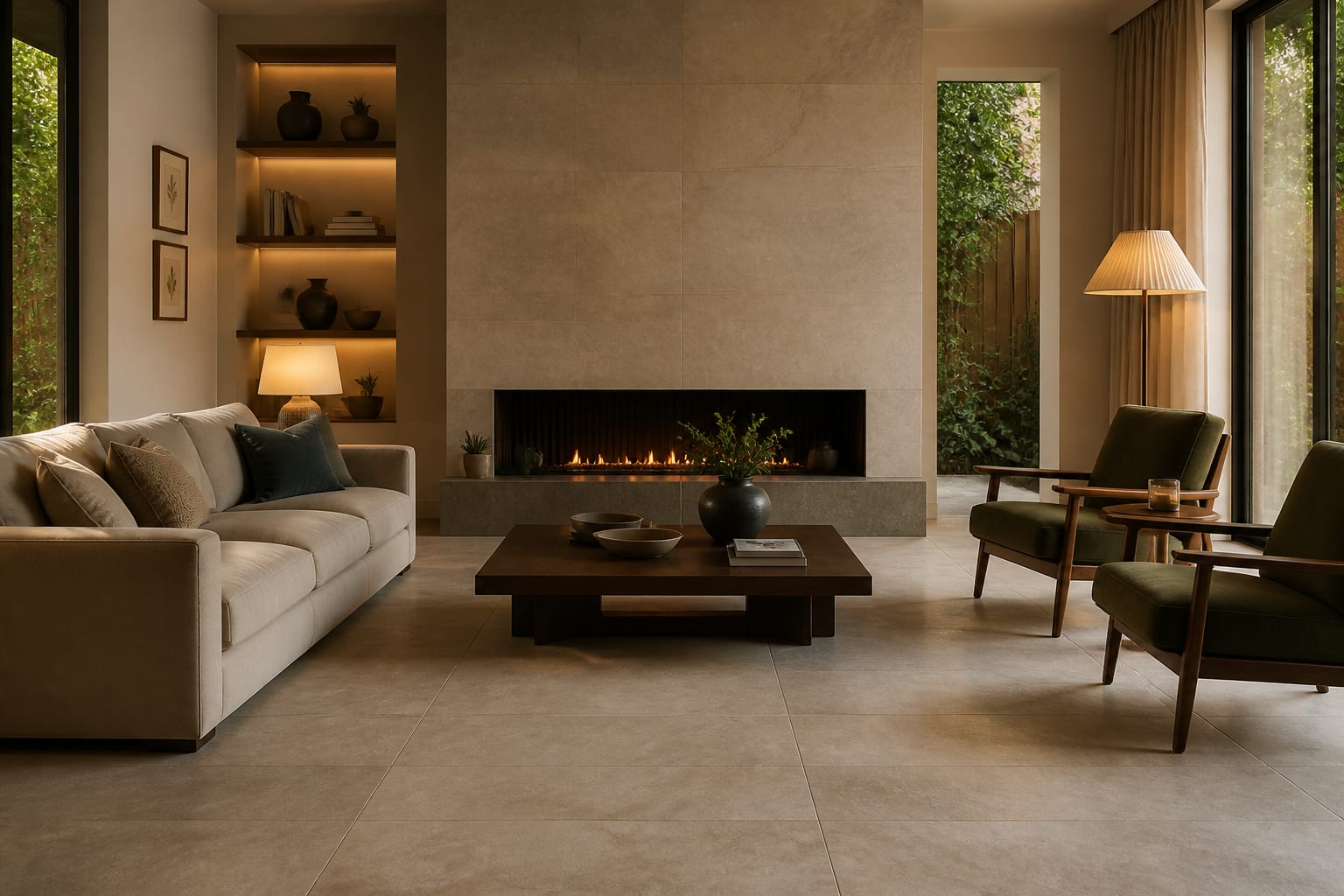 Porcelain vs Ceramic Tile: Which One Belongs in Your Project, shown as warm editorial Re-Design photography of a warm editorial residential interior design scene with believable residential scale, no overlaid text, no watermark