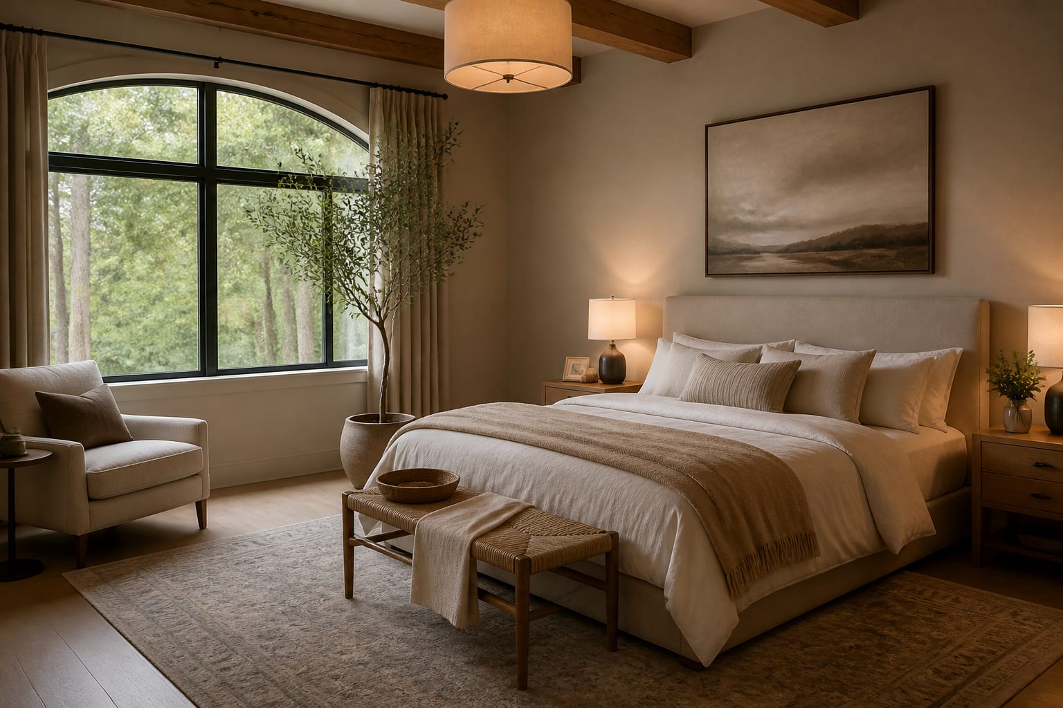 Primary Bedroom Retreat Design: A Calm, Restful Plan, shown as warm editorial Re-Design photography with believable residential scale, natural light, clear material detail, no overlaid text, no watermark