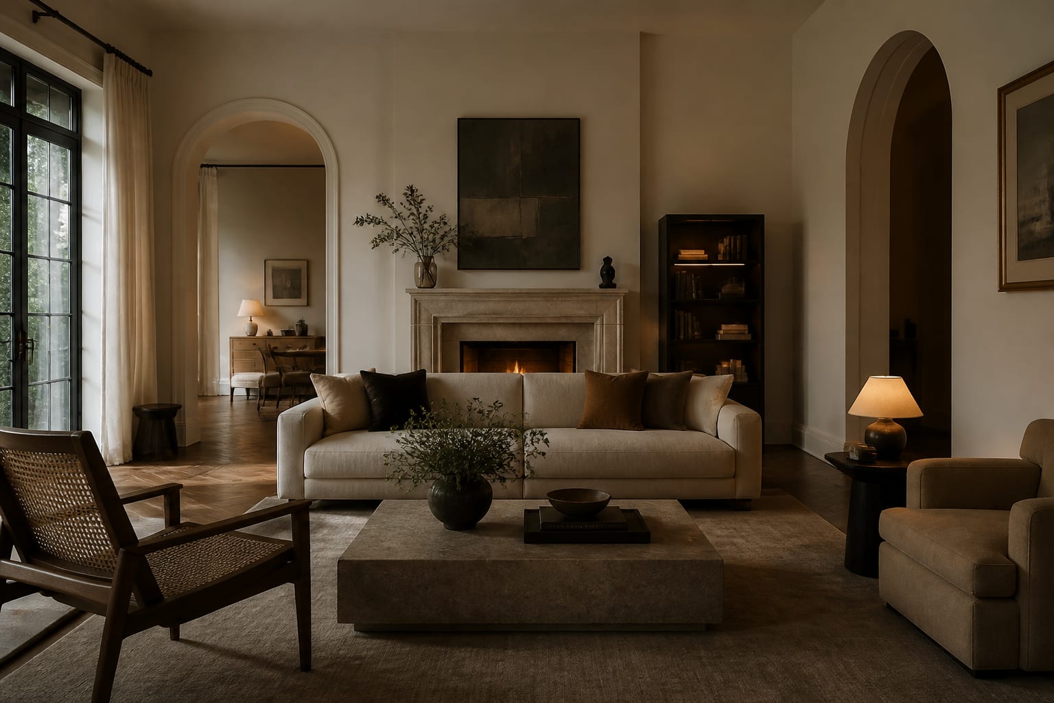 Editorial interior photograph showing quiet luxury living room ideas worth committing to in a real living room, with quiet luxury materials, layered warm lighting, styled furniture, and a magazine-quality residential composition.