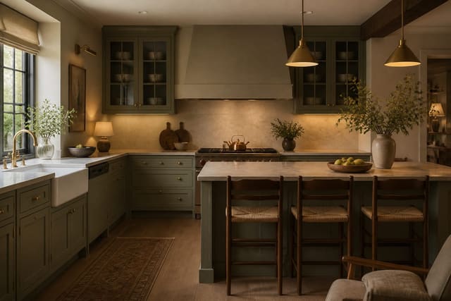 Sage Green Kitchen Ideas in a kitchen, shown as a warm editorial Re-Design concept