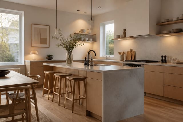 Editorial interior photograph showing scandinavian kitchen ideas white, wood, and functional beauty.
