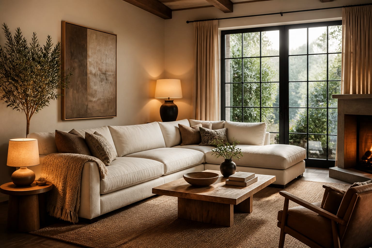 Sectional Sofa Ideas in a living room, shown as a warm editorial Re-Design concept