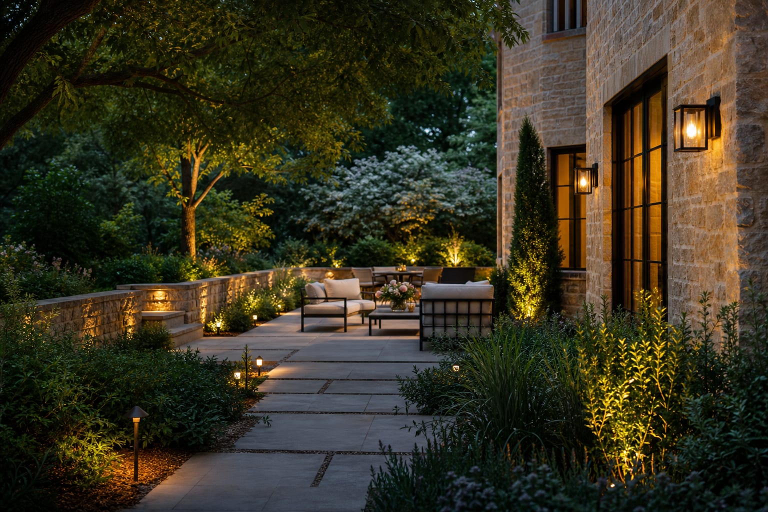 Smart low-voltage transformer layout with separate zones for path lights, patio sconces, and planting accents