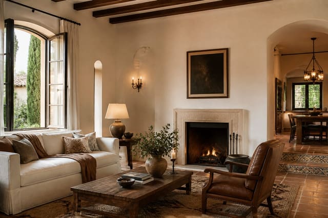 Editorial interior photograph showing spanish colonial interior design: a complete guide in a real whole home, with mediterranean materials, layered warm lighting, styled furniture, and a magazine-quality residential composition.