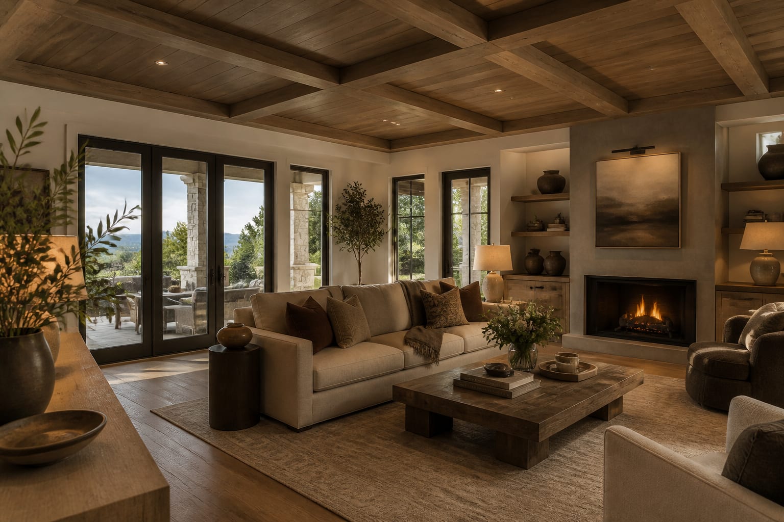 Editorial interior photograph showing statement ceiling ideas: why the fifth wall deserves your attention in a real whole home, with warm residential materials, layered lighting, functional furniture placement, and a magazine-quality composition.