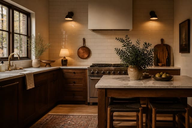 Subway Tile Guide: Classic Format, Modern Interpretations, shown as warm editorial Re-Design photography of a warm editorial kitchen design scene with believable residential scale, no overlaid text, no watermark