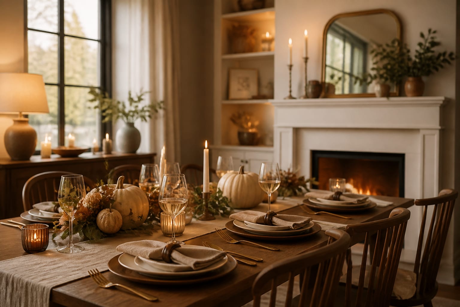 Thanksgiving Table Setting Ideas: Beautiful Hosting Without the Stress, shown as warm editorial Re-Design photography with believable residential scale, no overlaid text, no watermark