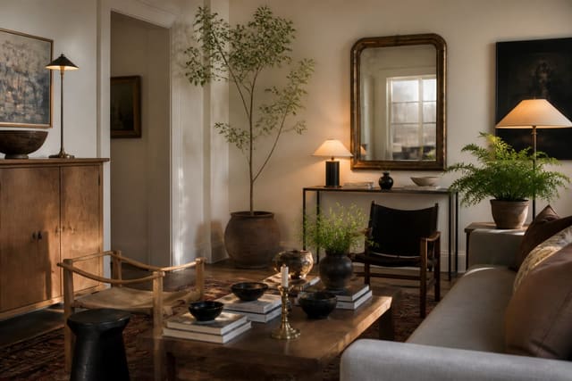 Thrift Store Decor Ideas: How to Shop Secondhand Like a Designer, shown as warm editorial Re-Design interior photography with layered materials and lighting
