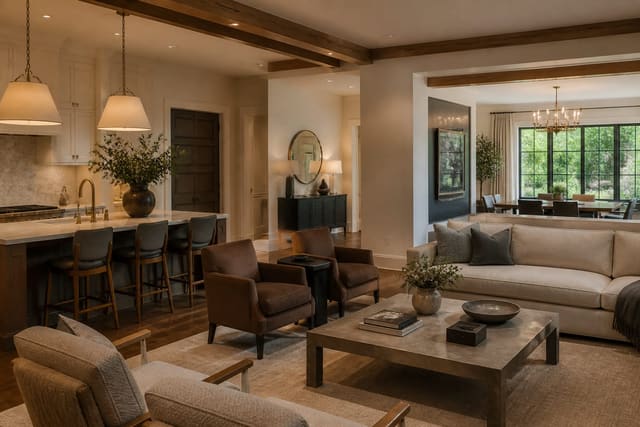 Transitional vs Contemporary Design shown as a finished Re-Design editorial room concept