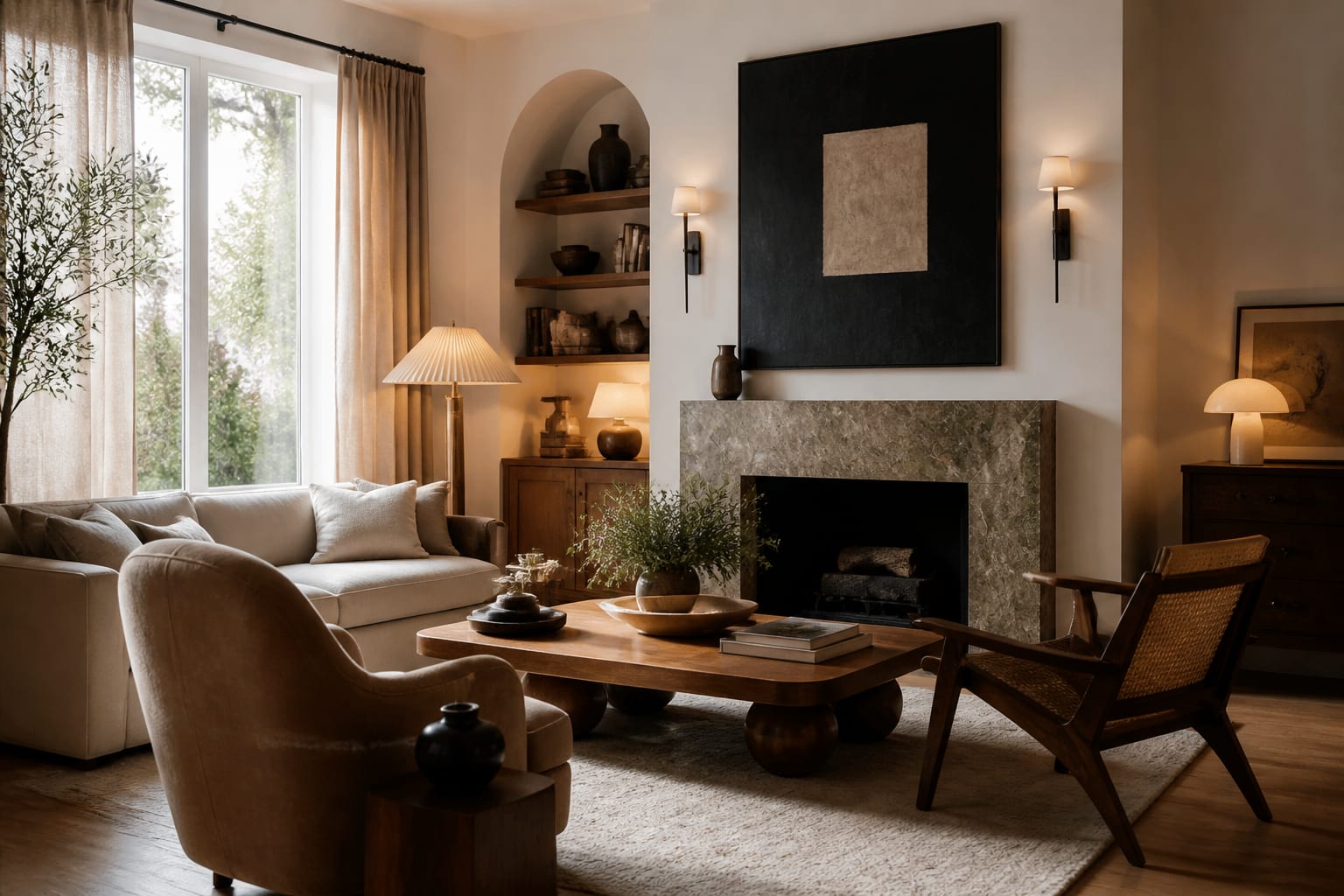 Vintage Furniture Ideas Modern Home in a finished home interior, shown as a warm editorial Re-Design concept