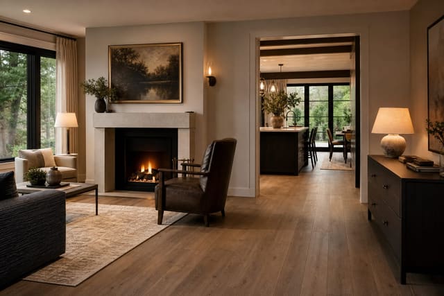 luxury vinyl plank flooring installed over a flat existing tile base with simple trim and clean door transitions