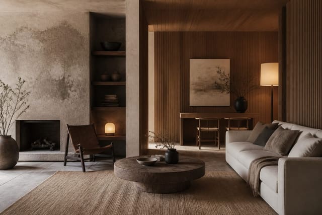 Wabi-Sabi vs Japandi shown as a finished Re-Design editorial room concept