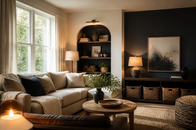 Weekend DIY Room Projects Under $100 That Transform a Room, shown as warm editorial Re-Design interior photography with layered materials and lighting