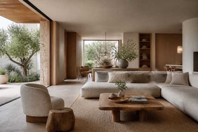 Editorial home design photograph showing what is organic modern design.