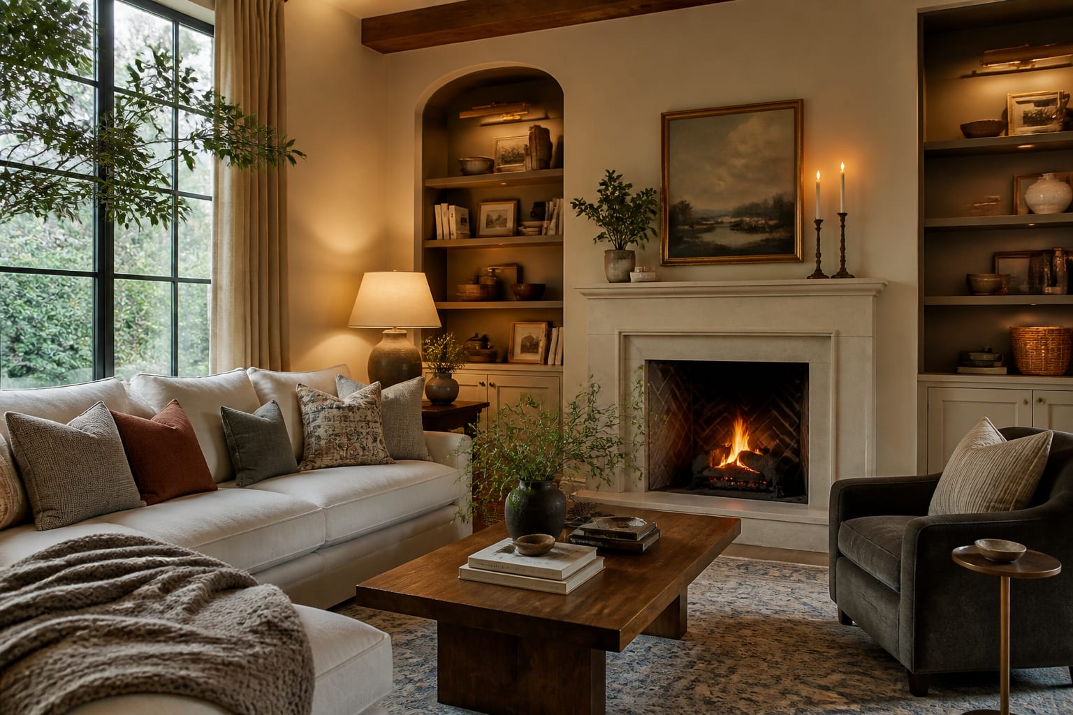 When to Hire a Contractor vs DIY: A Decision Framework for Homeowners, shown as warm editorial Re-Design interior photography with layered materials and lighting